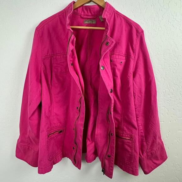 i.e. relaxed Womans 3XL Jacket Pink Button Down Zip 80s 90s vibe - Picture 3 of 9